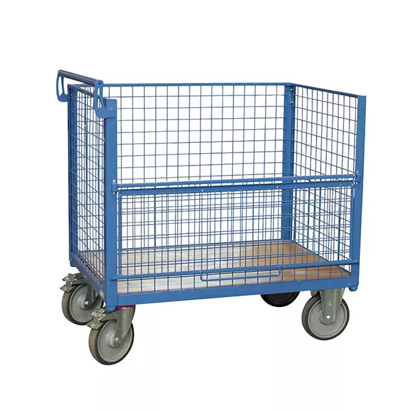 Chariot conteneur ouvert - Cap. 500kg - Structure grillagé